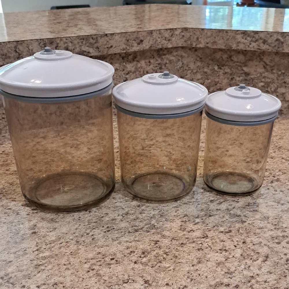 Food Saver Snail Vacuum Canister Set of 3 Smoke